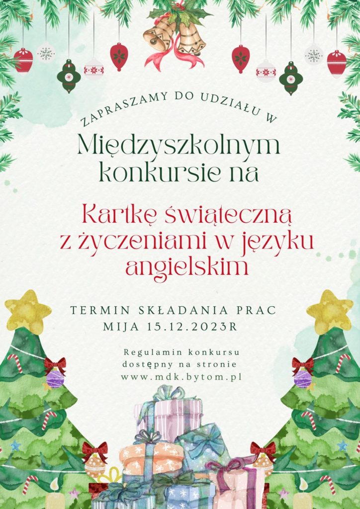 Konkurs na świąteczną kartkę z życzeniami w języku angielskim